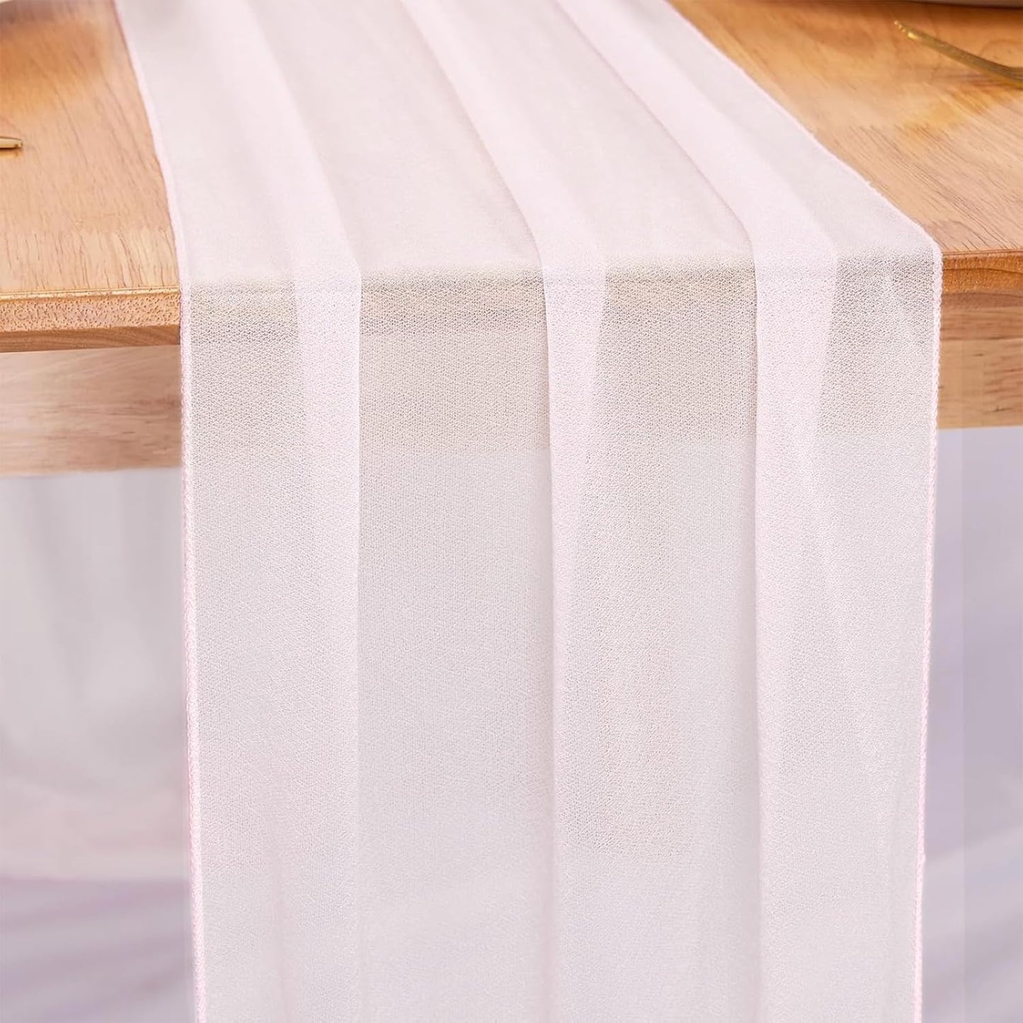 Snow White Chiffon Table Runners 10 FT Chiffon Cloth Runner for Wedding Party 12 x 120 Inches Sheer Boho Rustic Gauze Home Decor Restaurant Elegant Fabric Tabletop Runner Decorations