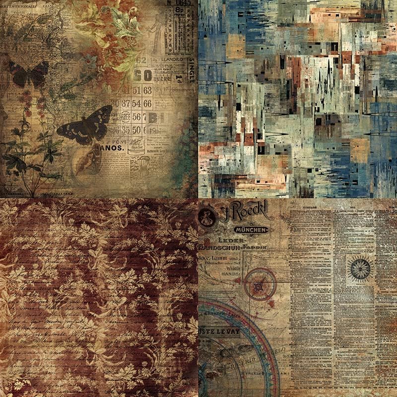 Dark Academia Scrapbook Paper Pad 6x6, Assorted Pattern Decopodge Cardstock Paper, Single-Sided Vintage Scrapbooking DIY Decorative Cardmaking Supplies, Junk Journaling Craft Paper-24Pcs