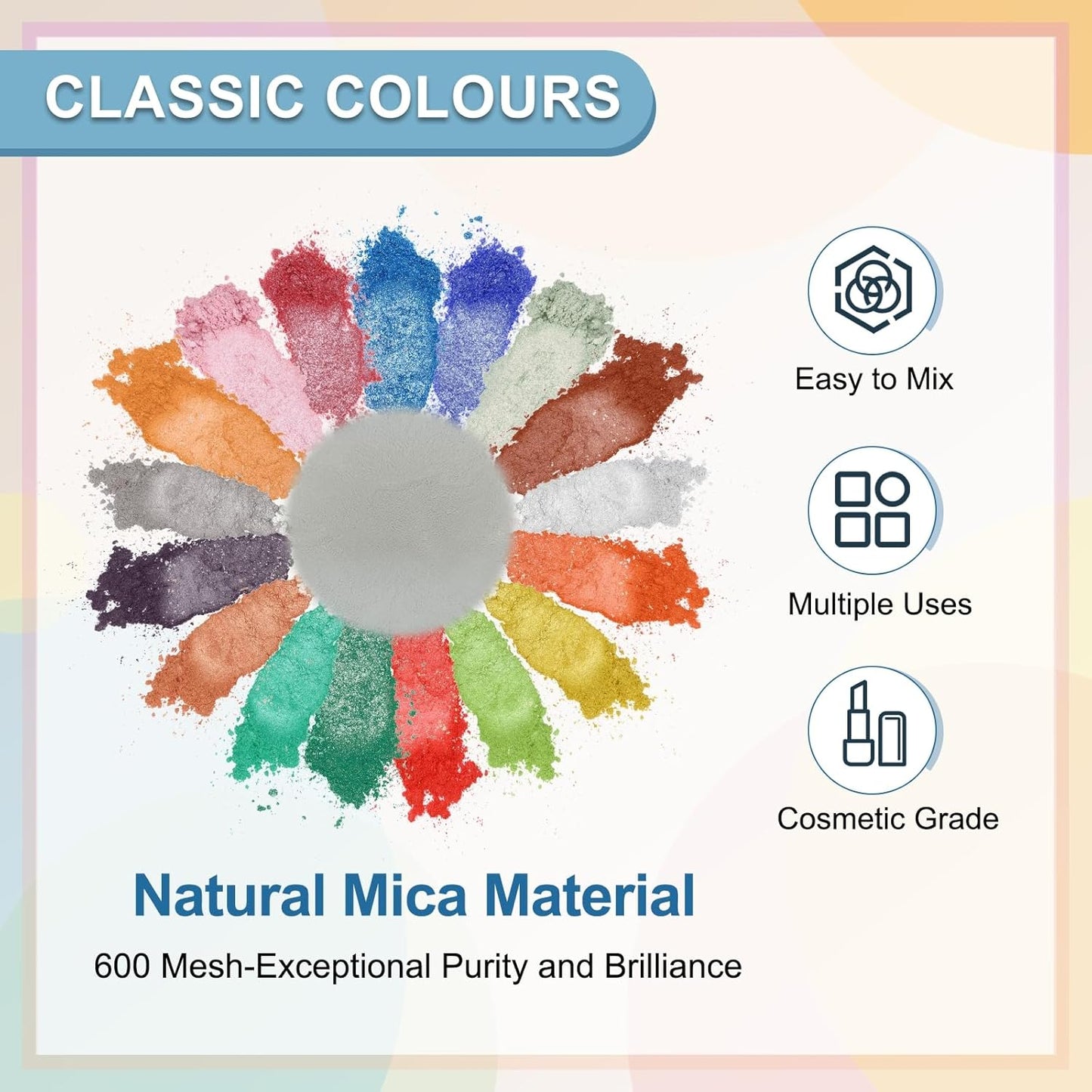 uxcell 10g/0.35oz Cosmetic Grade Mica Powder, 600 Mesh Mica Powder Natural Resin Epoxy Pigment Powders for Casting Resin, Candle Dye, DIY Nail Polish and Lip Gloss, Light Gray