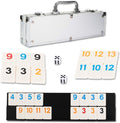 NOLIE 106 Tiles Rummy Cube Game Set with Aluminum Case and 4 Anti-Skid Durable Trays for 2-4 Players
