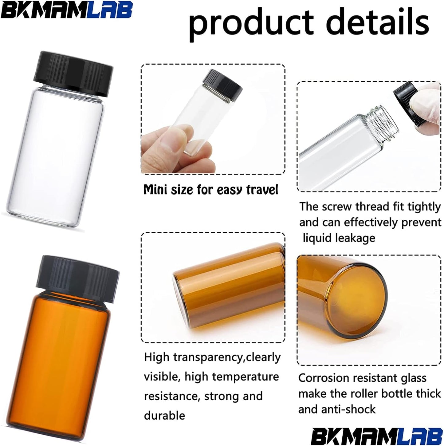 30ml Clear Small Glass Vials 30pcs with Screw Caps(30pcs)