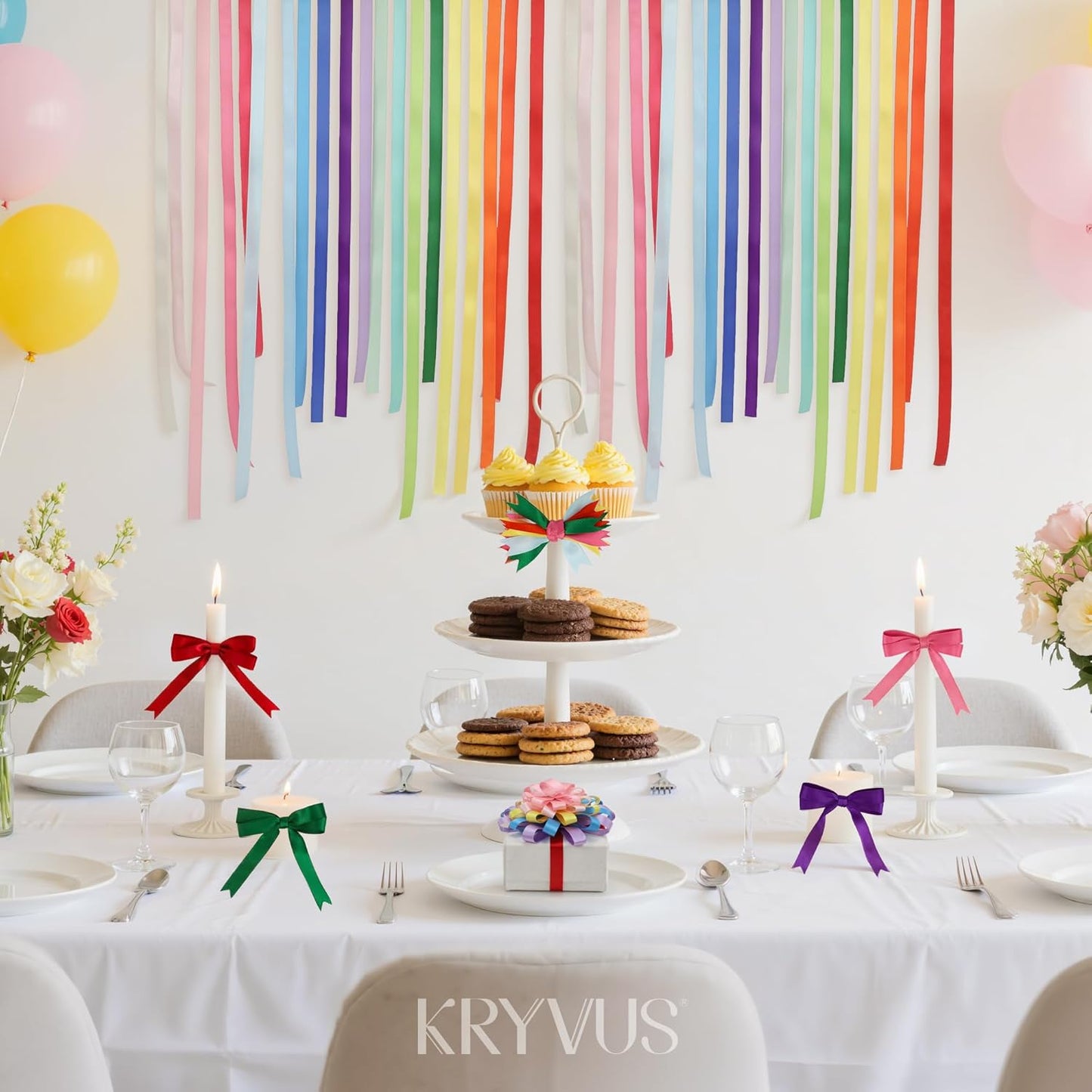 Rainbow Satin Ribbon Set – 20 Colors, 3/8" x 5 Yards Each, 100 Yards Total, Double-Faced Colorful Satin Ribbons for Gift Wrapping, Hair Bows, Wedding & Party Decorations, DIY Crafts