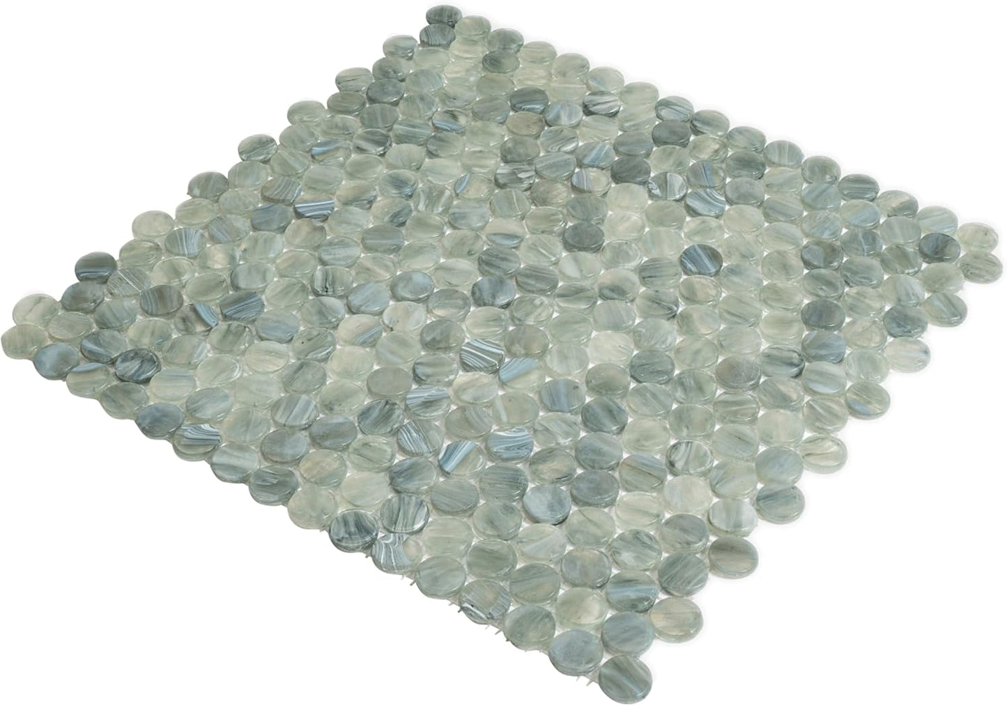 Mixed Gray Penny Round Mosaic Glass Tile – 12.2 x 12.2 Inch - 10 Sheet Pack - Luxurious Design for Bathroom Walls, Kitchen Backsplash, Shower Walls - Elegant Wall Decor - NOT Peel and Stick Tile