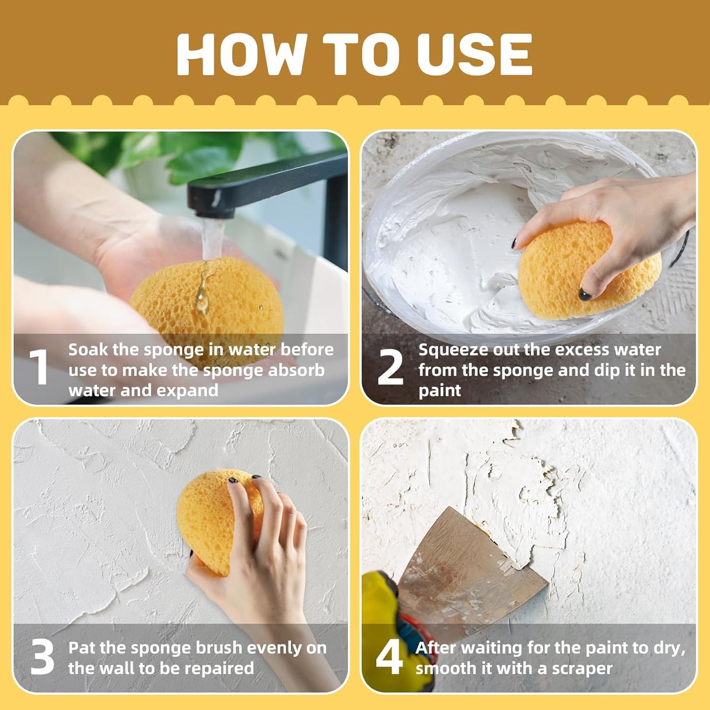 MAQIHAN 2PCS Knockdown Texture Sponge - Drywall Repair Texture Spray Drywall Texture Patch Sponge for Painting Ceiling Wall Knock Down Texture Tool Paint Sponge