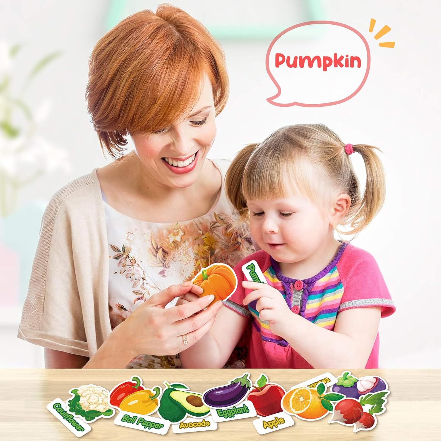 Kids Felt Board Set with 90 Fruits & Vegetables Pieces - Interactive Learning & Education Toys for Preschool Homeschool, Vibrant Colors Pretend Play Toys with Storage Bag & Velcro Dots