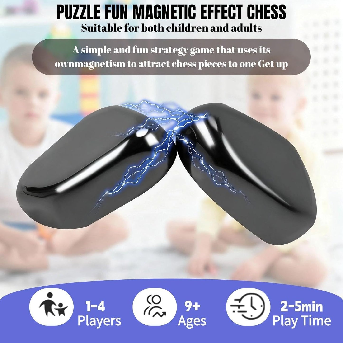 Bighero Magnetic Chess Game, Tabletop Magnetic Strategy Game,Multiplayer Battle Magnet Board Games,2025 Family Games for Kids and Adults, Portable Magnetic Chess Set with 20 Stones W