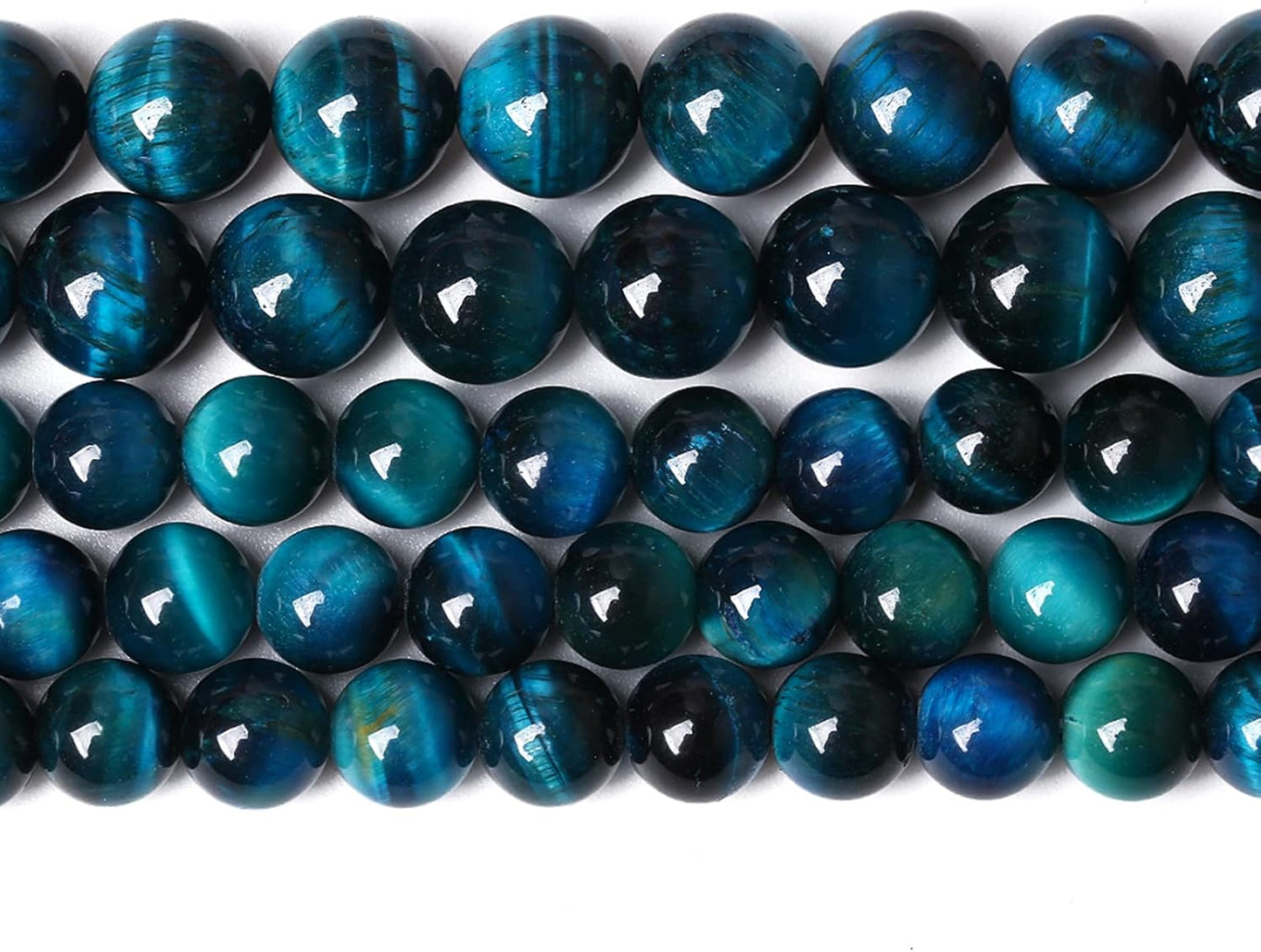 180PCS 4mm Blue Tiger Eye Gemstone Loose Beads Natural Round Loose Stone Beads for Jewelry Making DIY Bracelet Necklace Earrings 2 Strand 32"