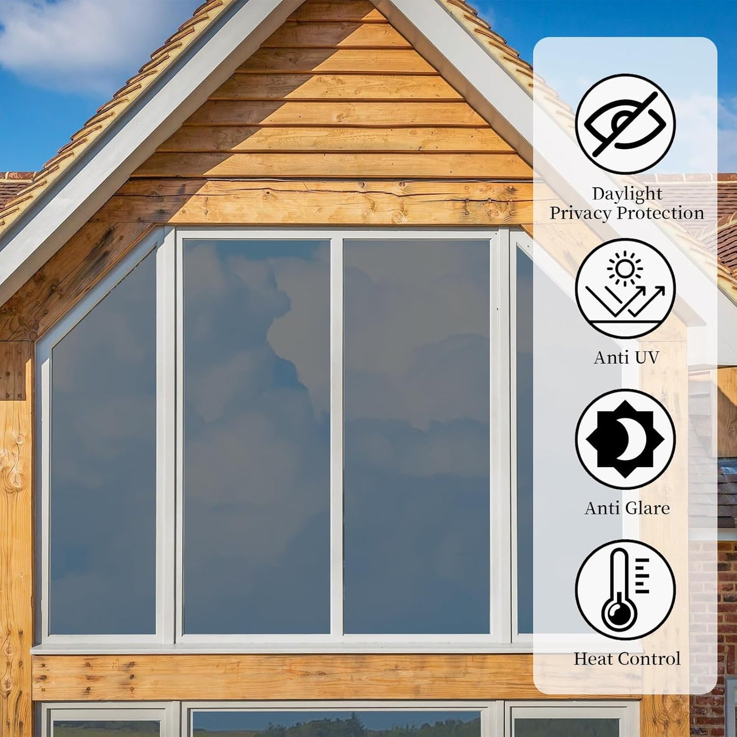 Niviy One Way Window Privacy Film with Installation Tools, Window Tint for Home, Reflective Window Film See Out Not in for Home Office,Black Silver, 17.5 Inch X 118 Inch