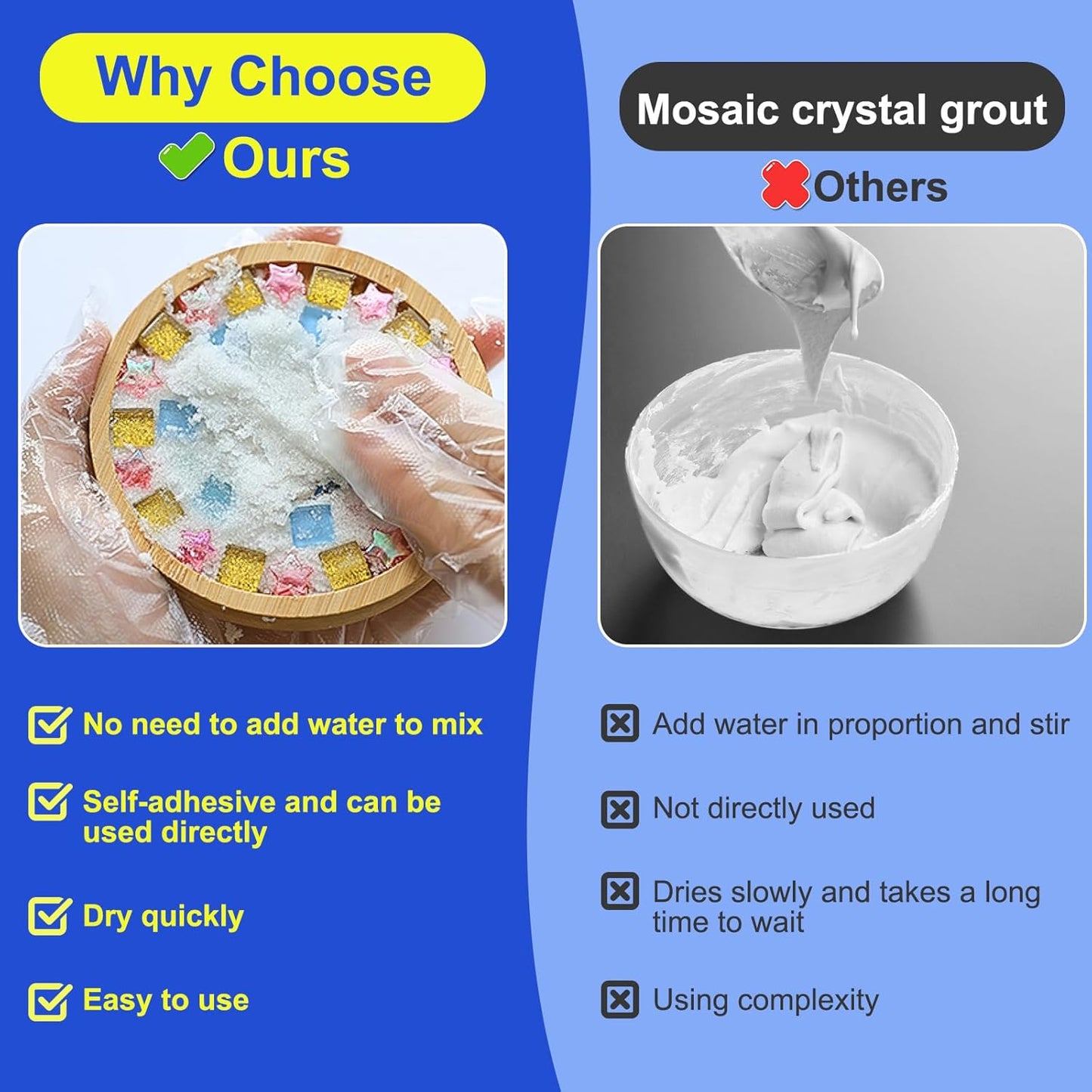 Mosaic Crystal Grout, Mosaic Crystal Sealant, Tile Grout for Crafts, Handmade Grouting, DIY Craft Projects Accessories, Direct caulking, Mosaics Tile Tools for All Tiles, Surfaces (Translucent, 7oz)