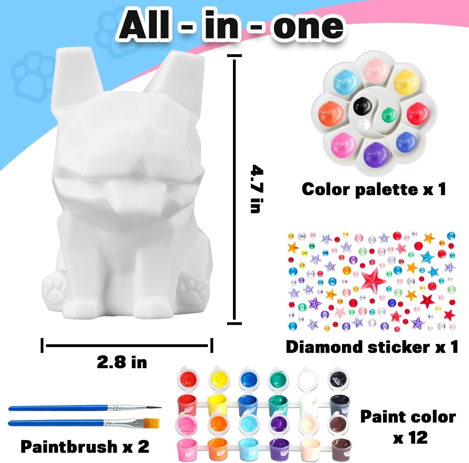 FUNZBO Paint Your Own Dog French Bulldog Lamp Kit - Halloweens Arts and Crafts Supplies Painting Kits for Kids Teens, DIY Night Light Dog Toy for Toddler Girl Boy 3 4 5 6 7 8 9 10 11 12 Birthday Gift