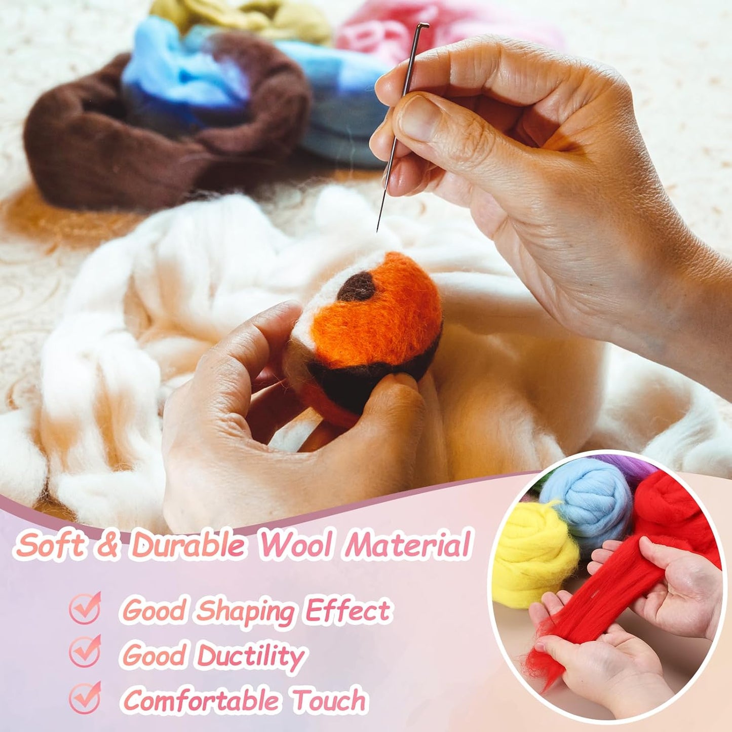 PATIKIL Wool Roving Yarn, 150G/5.3OZ Soft Felting Wool Pure Chunky Roving Yarn Bulk for Needle Felting Knitting Blanket Spinning Weaving DIY Craft, Red Brown