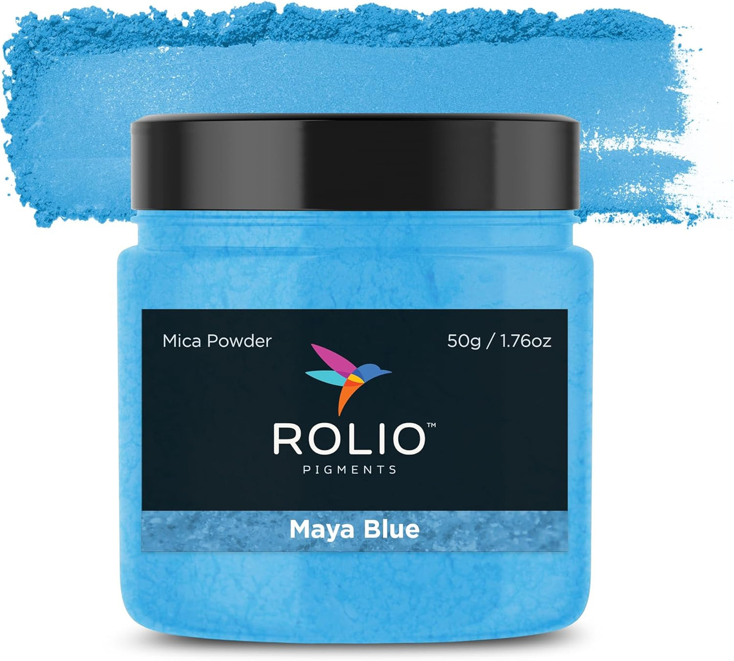 Rolio Premium Mica Powder - Maya Blue (50G / 1.76oz) - 1 Jar of Blue Pigment Powder for Epoxy Resin, Dye, Soap Making, Nail Polish, Paint, Candle Making, Bath Bombs, Slime