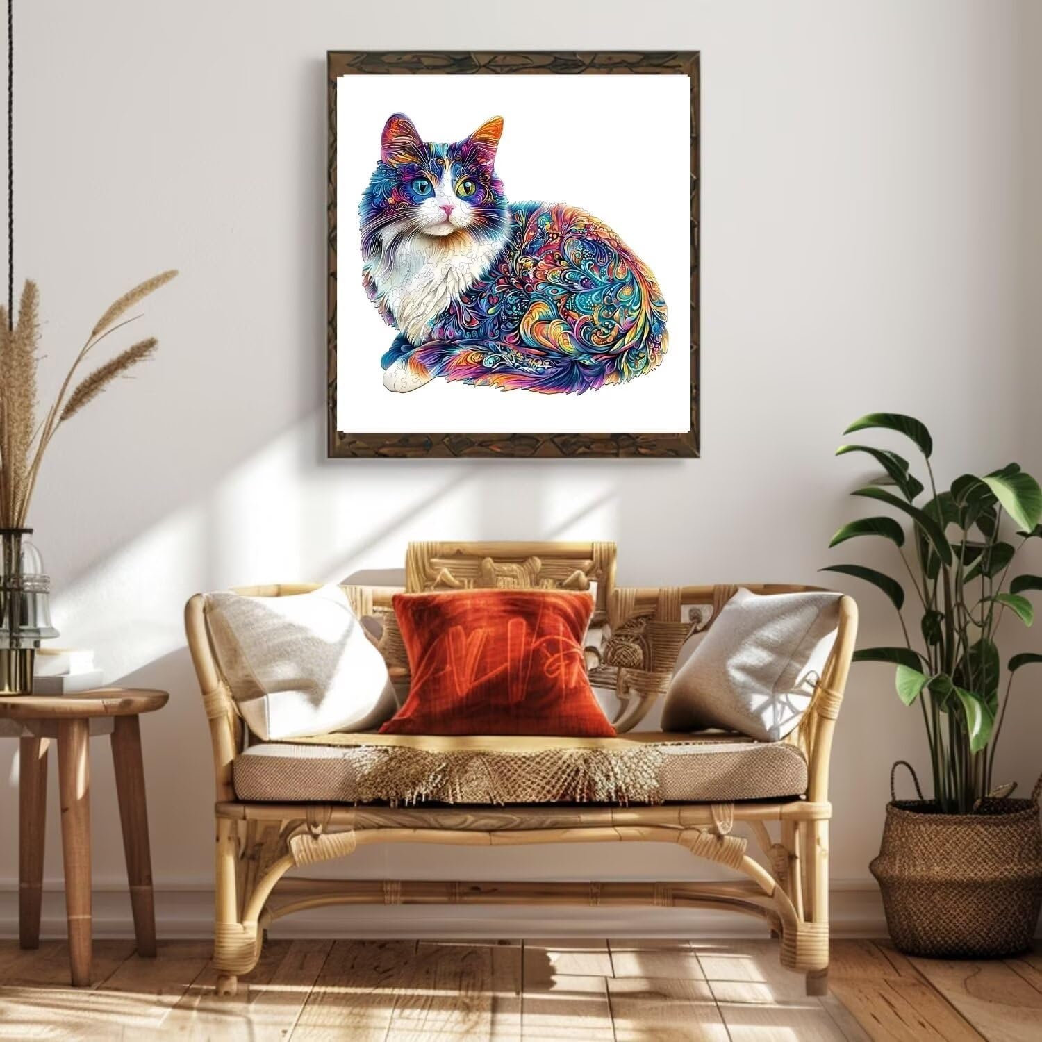 Lazy Cute Cat Wooden Puzzles 95 Pieces Puzzles Gifts for Adults 8.5x7.7in Wooden