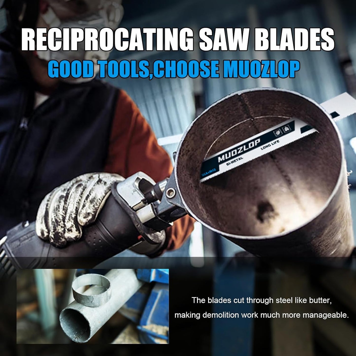 25 Pack 12 inch Reciprocating Saw Blades Set,14/18 TPI High Carbon Saw Blades, Metal Saw Blades with Organizer Case (25, 14/18TPI/300mm)