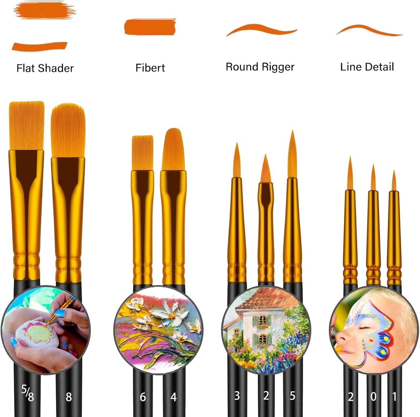 Paint Brushes Set, 30 Pcs Paint Brushes for Acrylic Painting, Oil Watercolor Acrylic Paint Brush, Artist Paintbrushes for Body Face Rock Canvas, Kids Adult Drawing Arts Crafts Supplies, Black