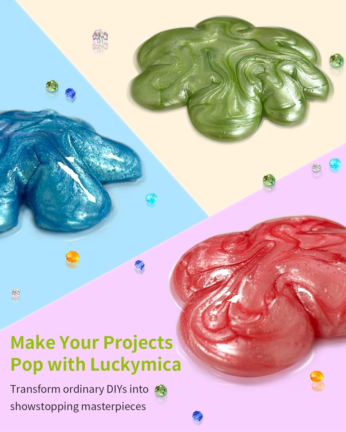 Mica Powder, 24 Colors Pearlescent Pigment Powder for Epoxy Resin, 240g Pearl Pigment Set for Soap Making, Bath Bomb, Candle Making, Art Crafts, Lip Gloss, Nail Polish, Dye