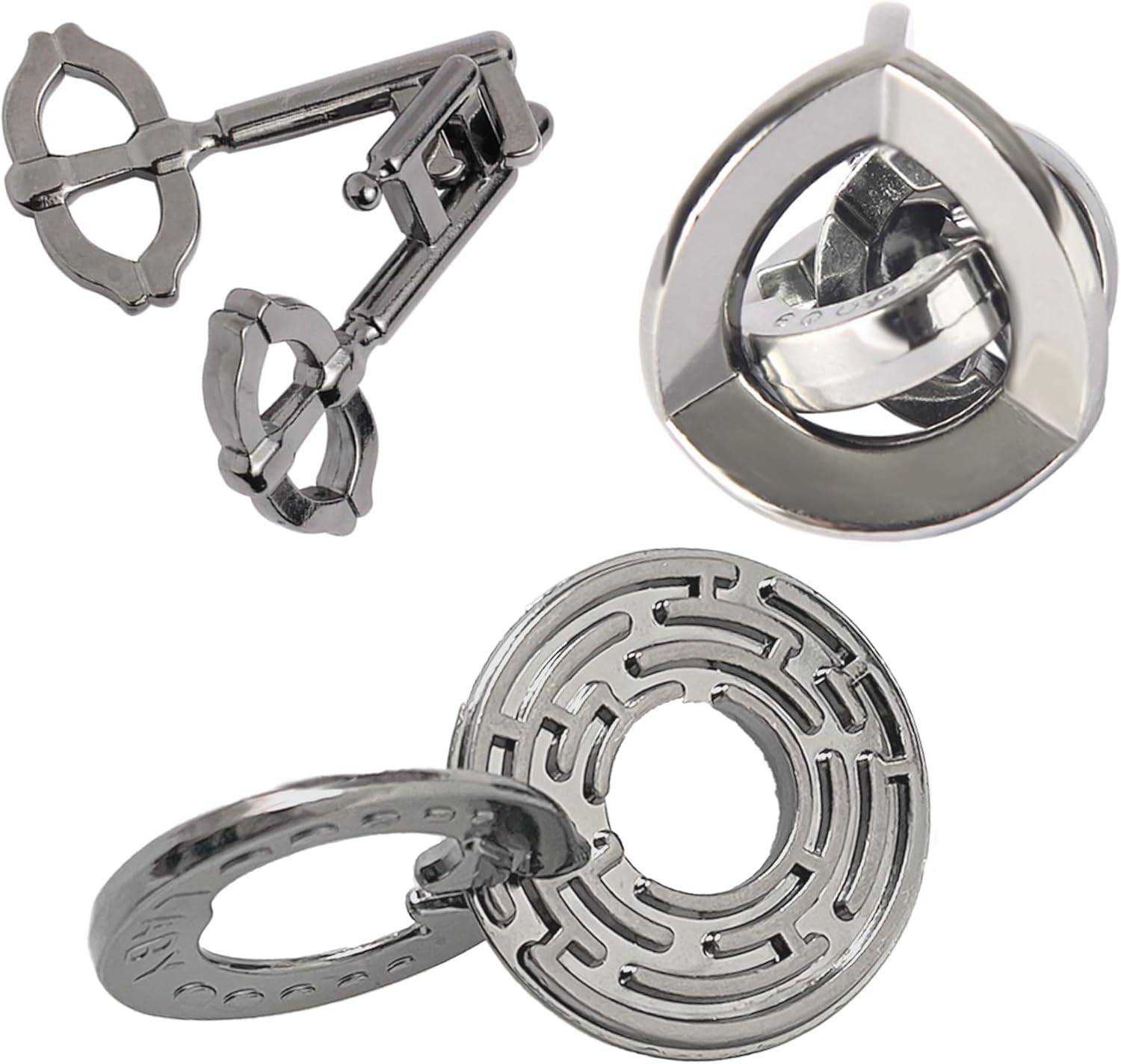 Metal Brain Teasers Puzzles 3PCS Unlock Interlocking Puzzles IQ Logic Test Disentanglement Educational Toy for Kids Adults