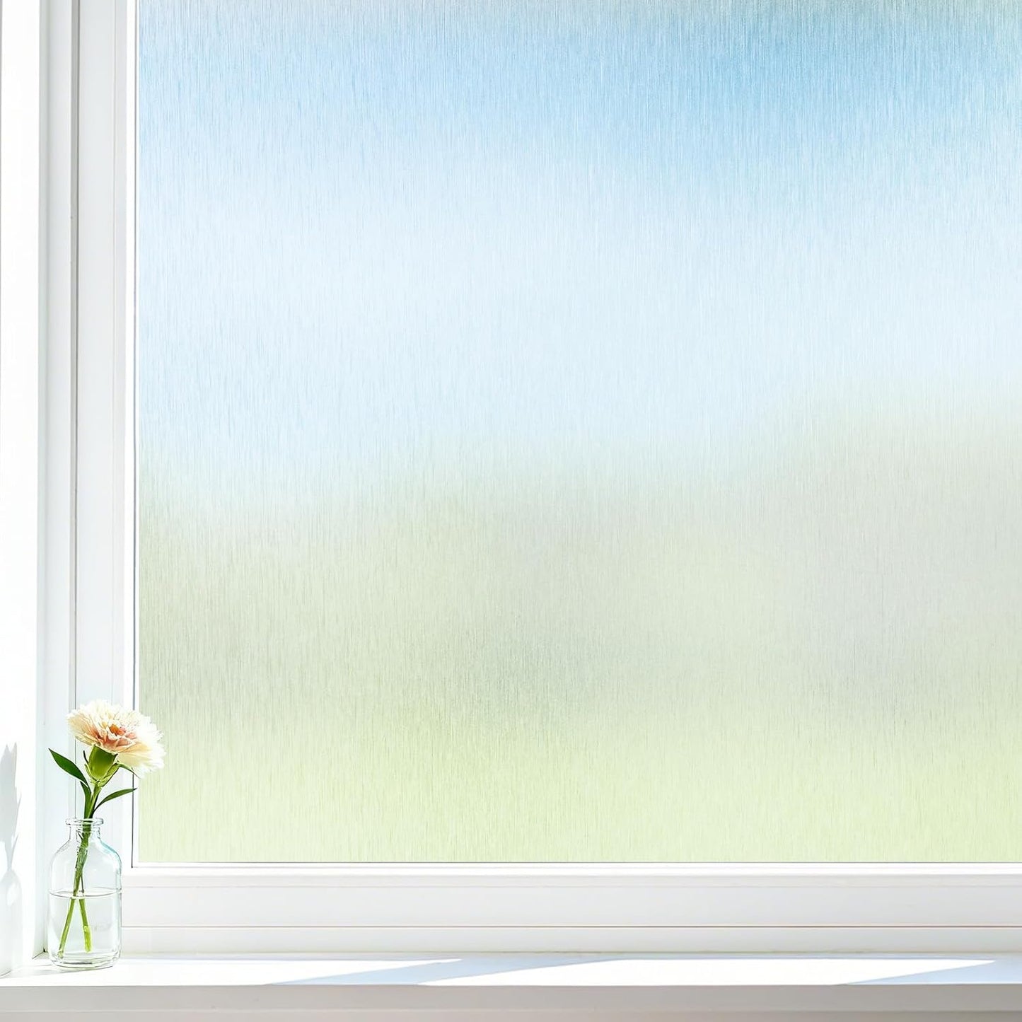 Borsky Frosted Glass Window Film - Static Cling, 96% UV Blocking Non-Adhesive Privacy Window Film, Removable Window Cling with Day & Night Privacy for Bathroom Home Office, 35.4 x 118.1 Inches, Pure