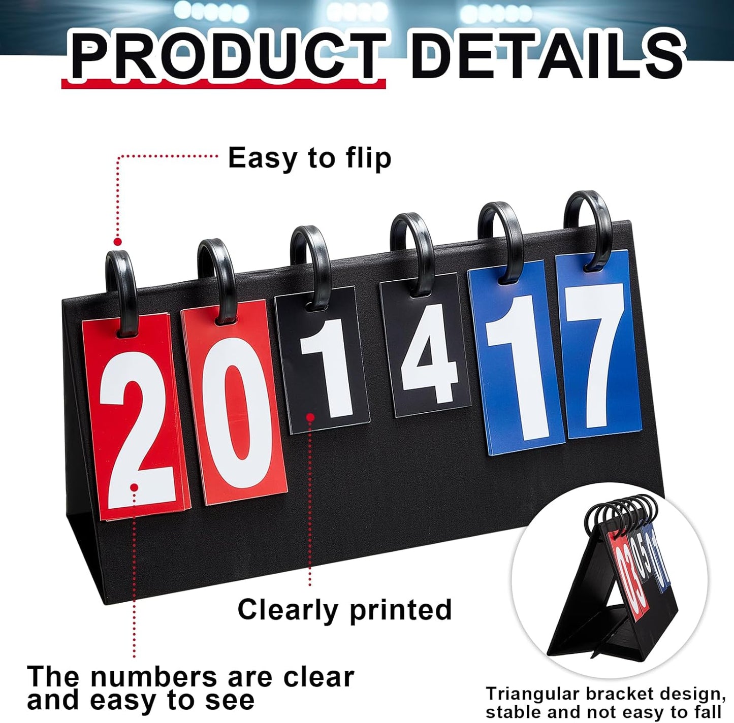 Yeaqee Portable Score Keeper with Storage Bag Flip Basketball Scoreboard Tabletop Scoreboard Flipper for Indoor Outdoor Sports Match P. E Classroom Activities Game