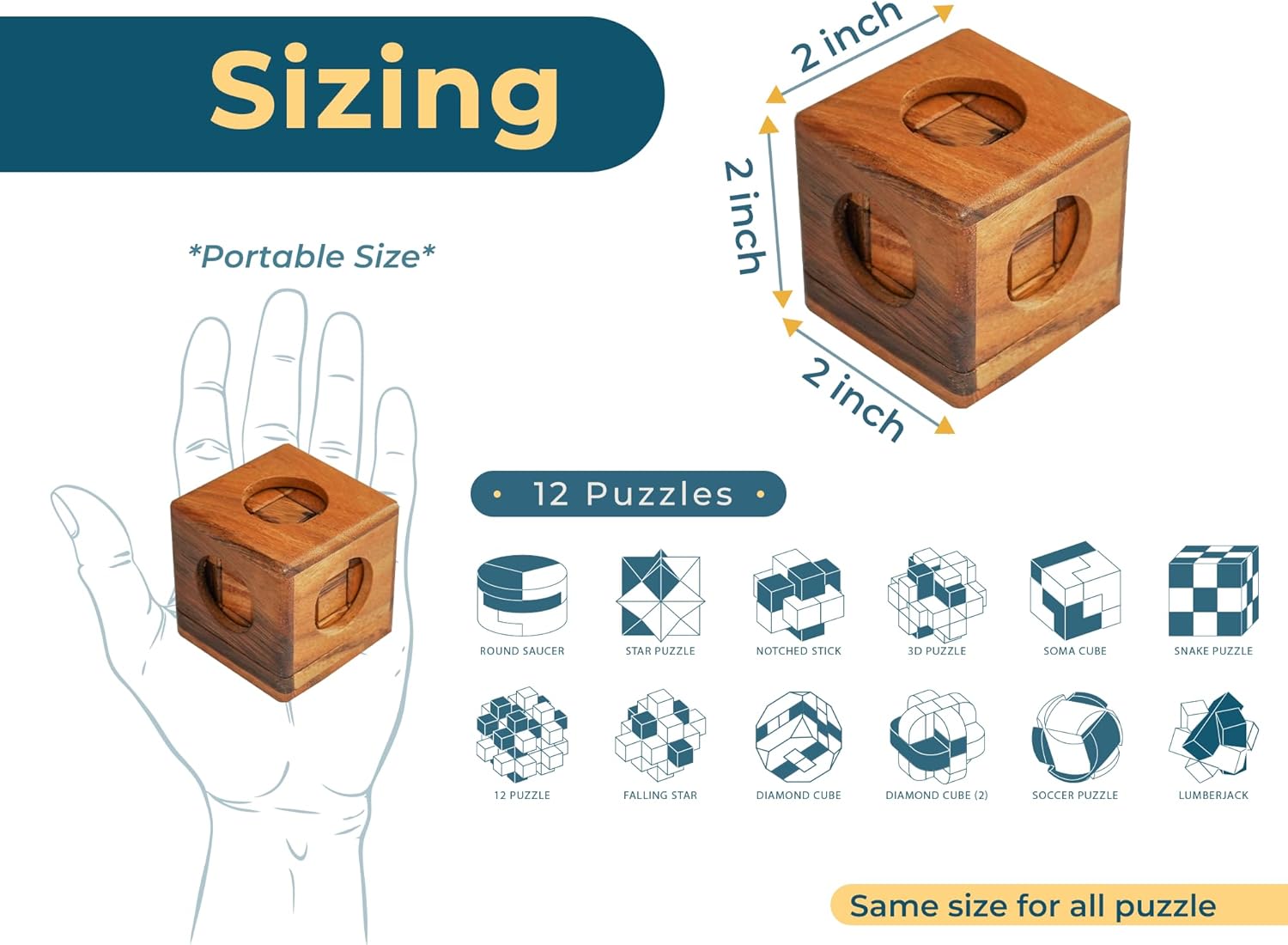 BSIRI Wooden Puzzle Box Set (12 Games) - Challenging Brain Teasers and 3D Puzzles for Adults, Interlocking Games for IQ Test, Ideal for Patio Decor and Unique Gift for Chistmas