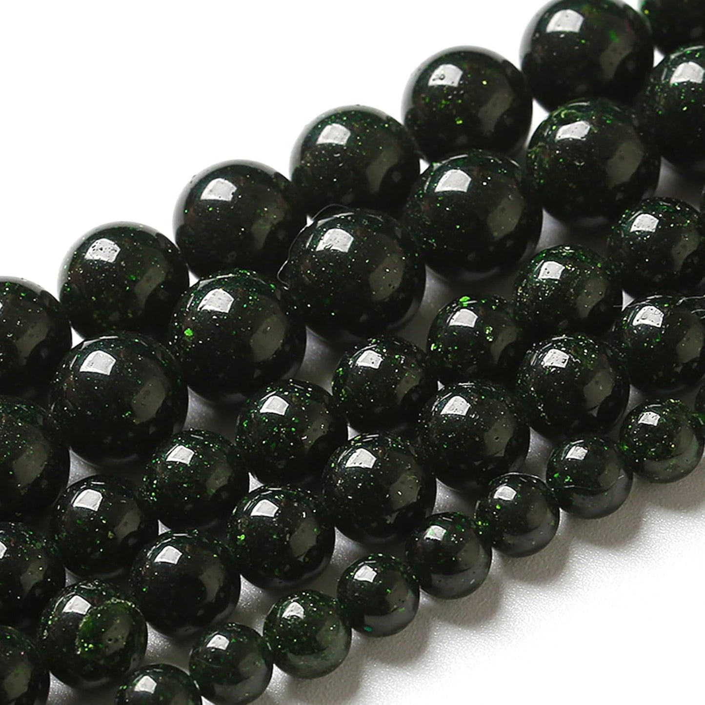 8MM 90pcs Natural Green Sandstone Energy Healing Beads Round Loose Beads for Jewelry Making Bracelet 2 Strands 32"
