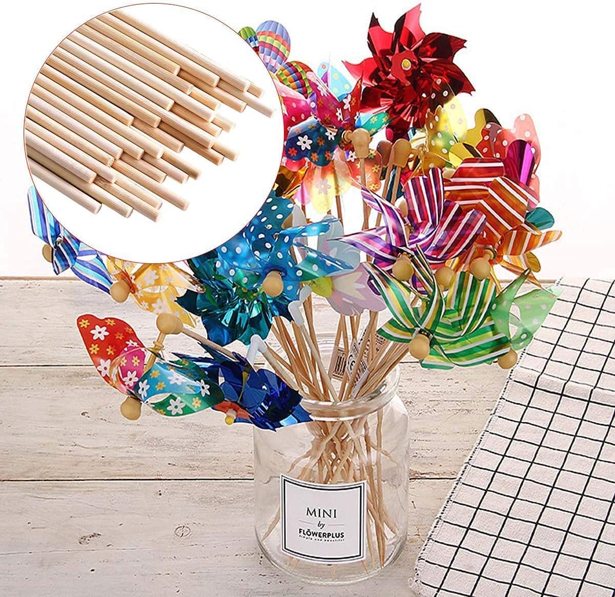 HOPELF 200PCS Dowel Rods Wood Sticks Wooden Dowel Rods - 1/8 x 12 Inch Bamboo Sticks - for Crafts，Hardwood Dowel Rod Assortment，Wooden Rod Sticks Doweling Rods， Cake Dowels and DIYers.