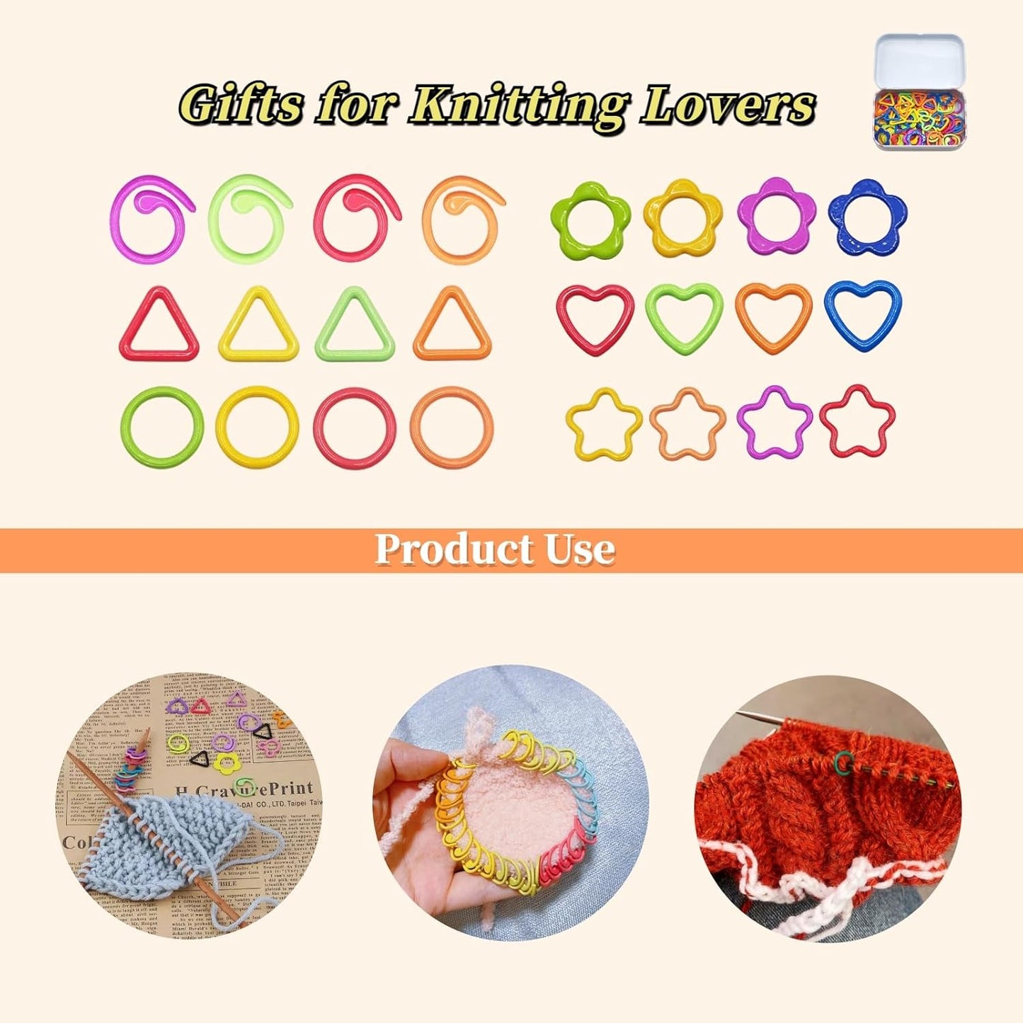 Metal Stitch Markers,Colorful Crochet Stitch Markers,Knitting Stitch Markers with Storage Case,Crochet Gift for Knitting Weaving Lovers (Spiral)