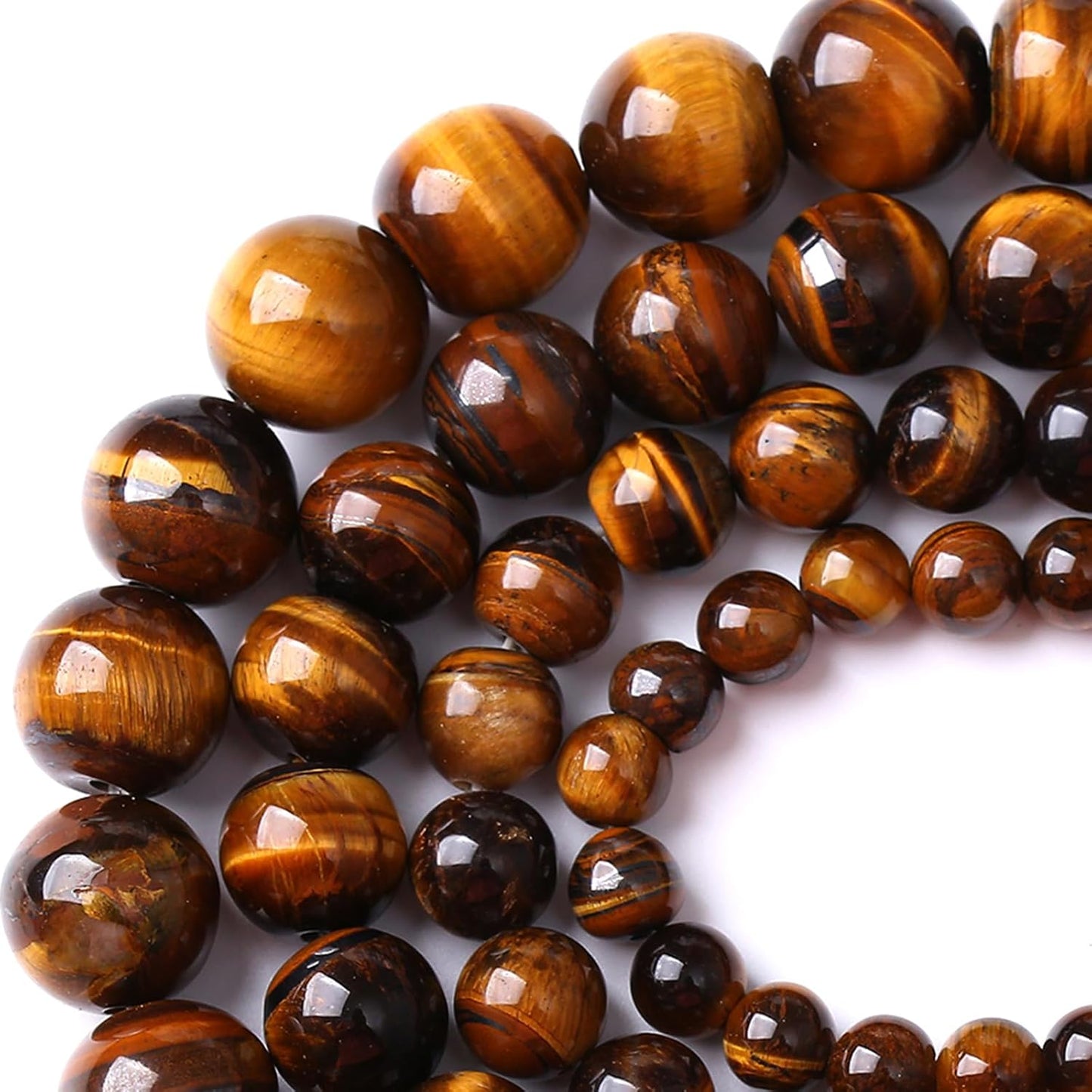 8MM Natural Iron Yellow Tiger Eye Stone Energy Healing Beads Round Loose Beads for Jewelry Making Bracelet 90pcs 2 Strands 32"