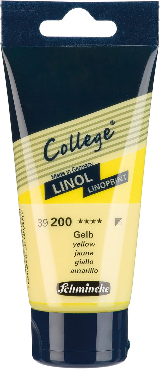 Schmincke - College Linol, Artists' lino Printing Inks, Yellow in 75 ml Tube, 39200013, Low-Odour Water-Based lino Printing Ink, lightfast, Even Print