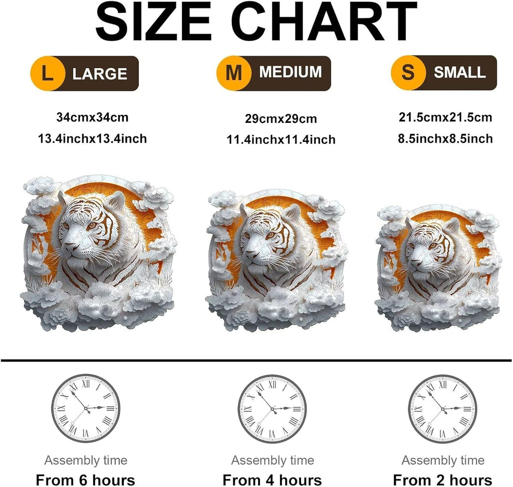 Wooden Puzzles Adults, 3D Paper Tiger Wooden Puzzles 100 Pieces, Unique Animal Shaped Wood Challenging Jigsaw Puzzles Gifts for Adults, 8.5x8.5in