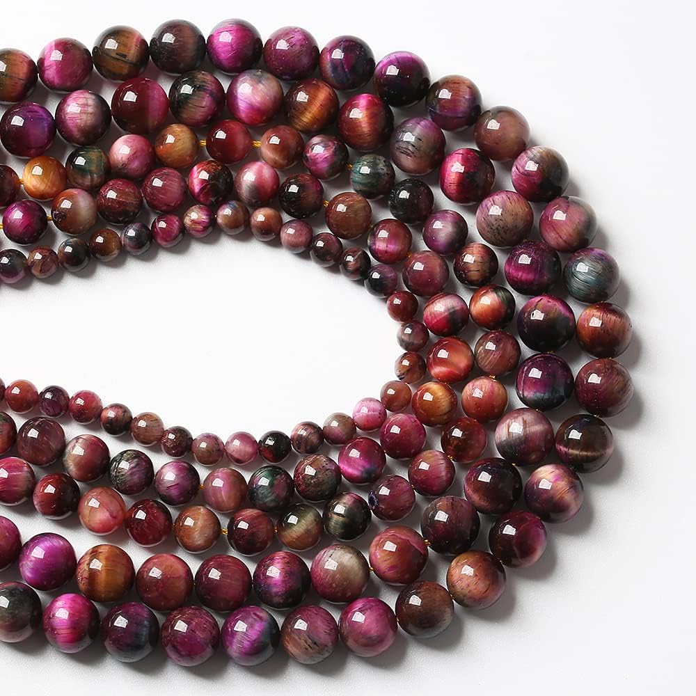 90pcs 4mm Top AAA Natural Tiger Eye Beads for Jewelry Making Rose Red Starry Sky Tiger Eye Stone Round Loose Beads DIY Bracelet Necklace Earrings(Rose Red Starry Sky Tiger Eye, 4mm)