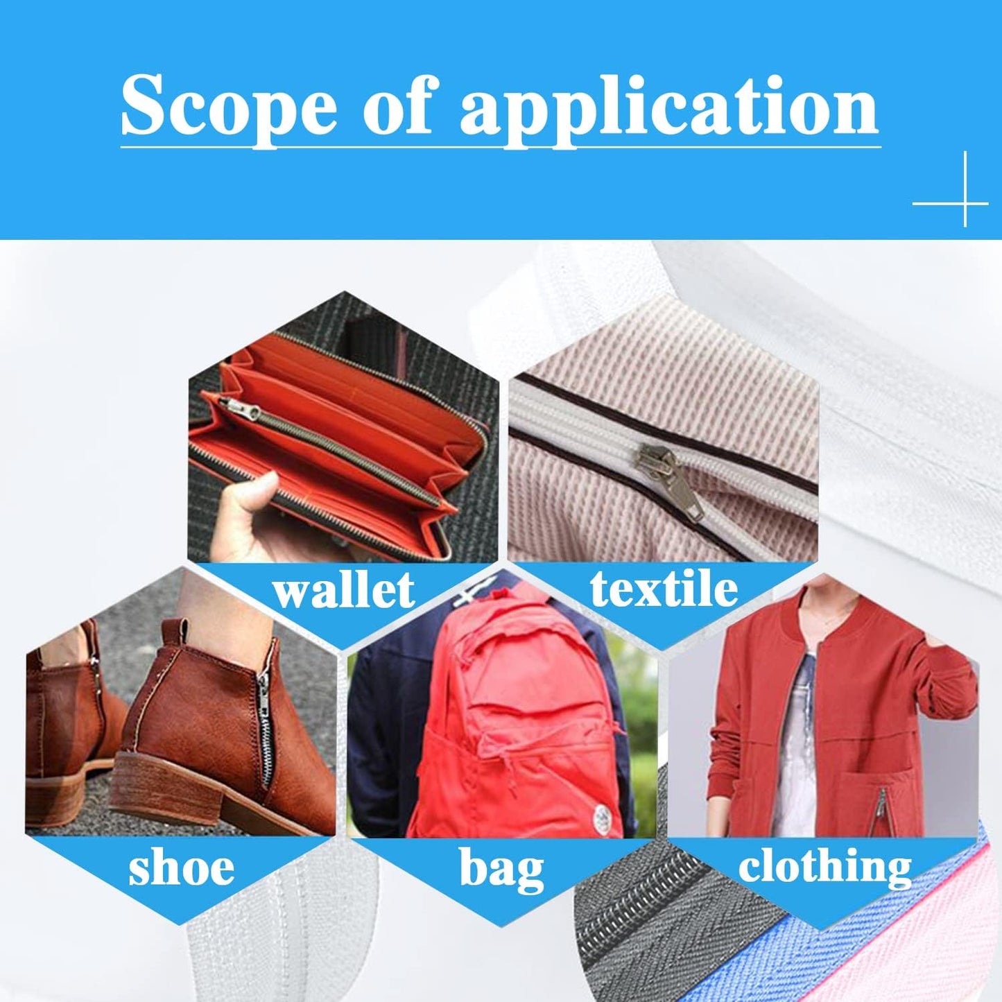 The Yards 10 Yards Bulk White Nylon Coil Zipper with Rose Gold Teeth - Replacement Sewing Zipper with 10PCS Sliders for DIY Craft Bags