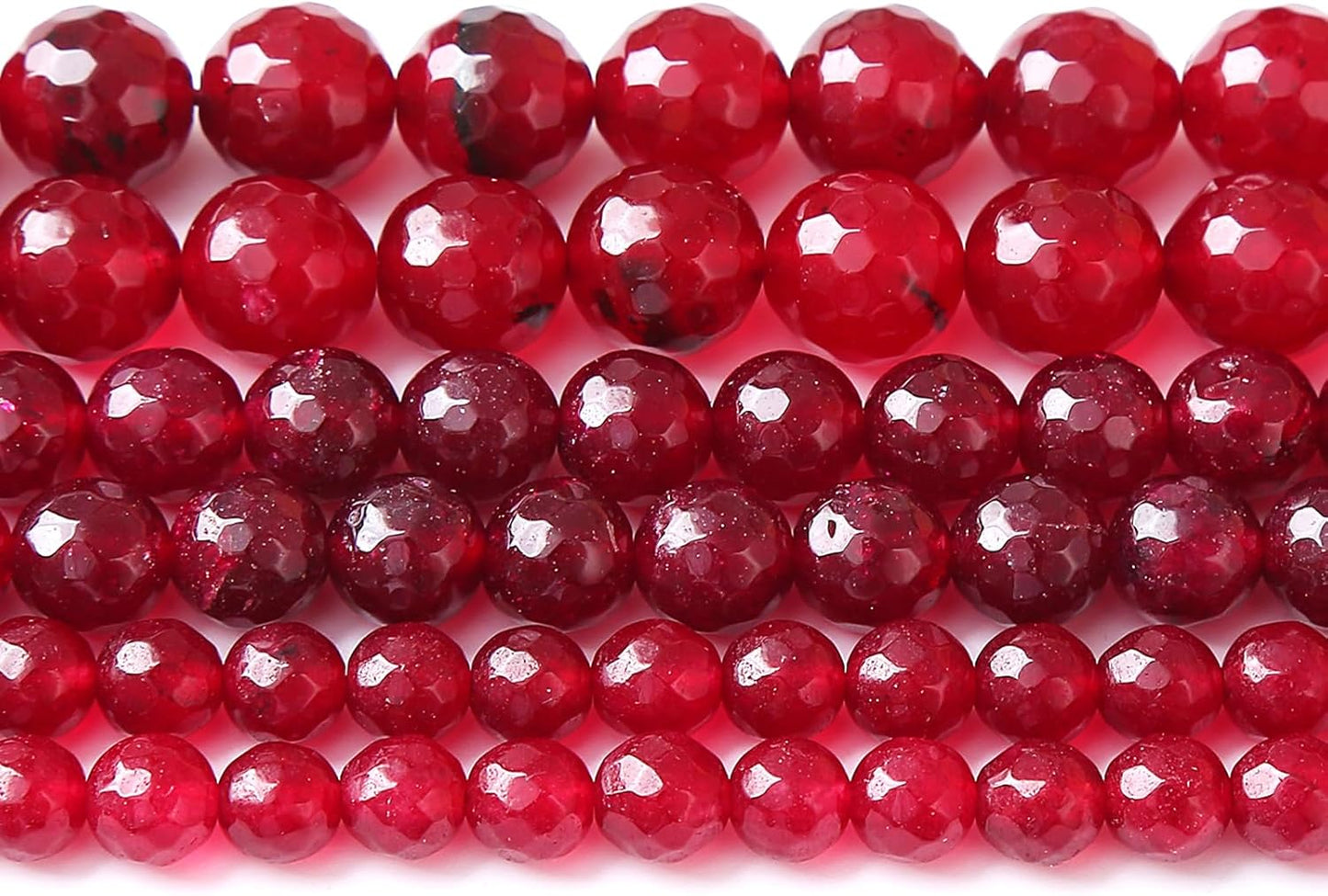 45pcs 8mm Faceted Red Jade Gemstone Beads Natural Stone Round Loose Spacer Beads for Jewelry Making DIY Bracelet Necklace 1 Strand 15inch