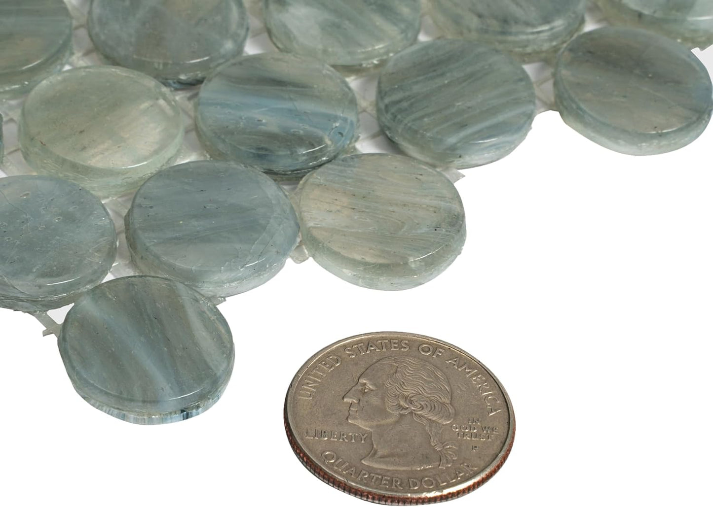 Mixed Gray Penny Round Mosaic Glass Tile – Sample Swatch- 4"x5" - Luxurious Design for Bathroom Walls, Kitchen Backsplash, Shower Walls - Elegant Wall Decor - NOT Peel and Stick Tile