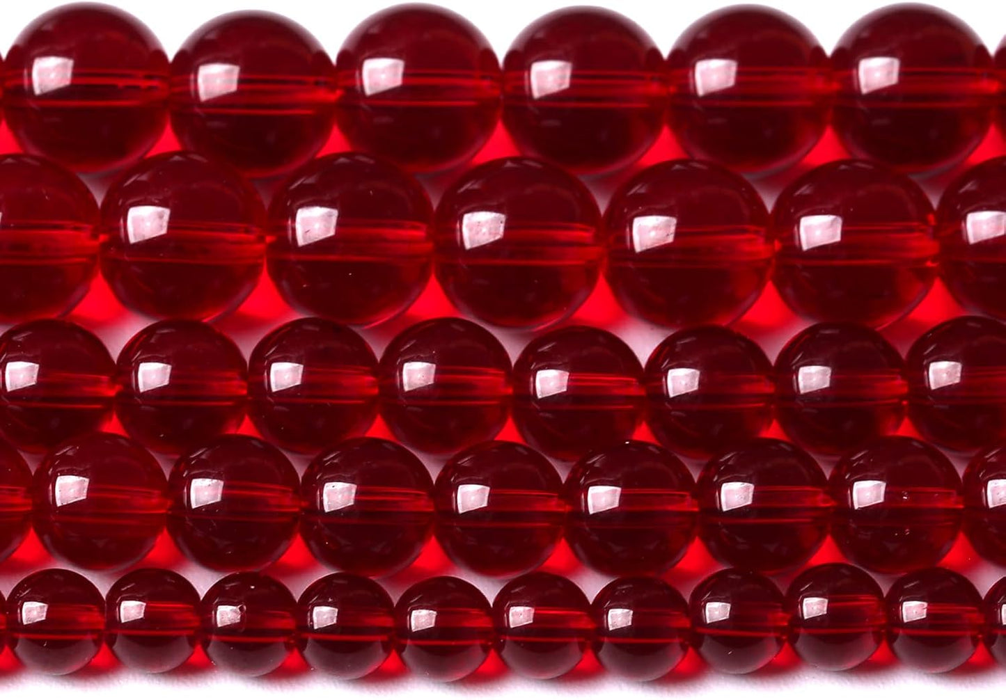 10mm Garnet Red Glass Crystal Beads Smooth Round Stone Beads with Energy Power for DIY Jewlery Bracelets Making 76pcs 2 Strands 32"