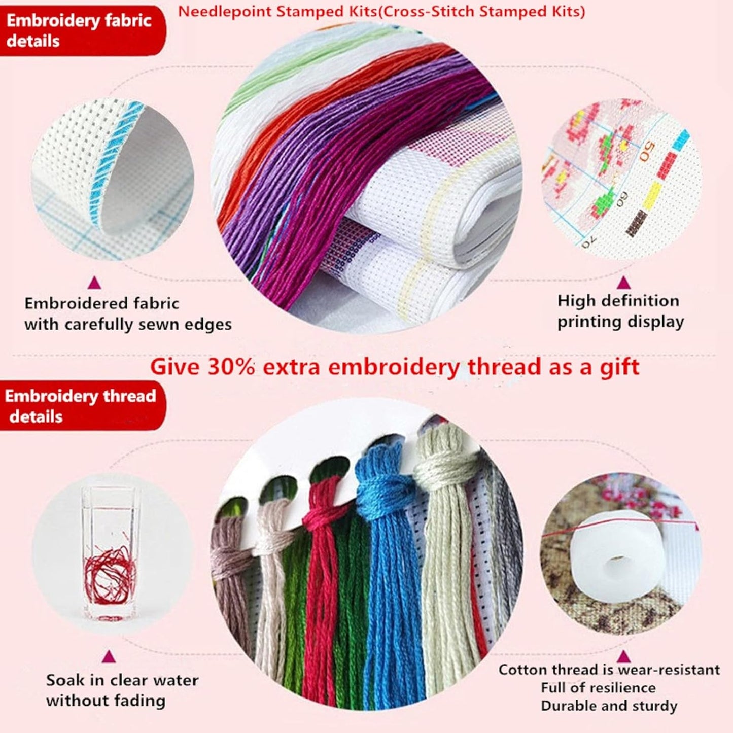 Fanxvivy Stamped Cross Stitch Kits for Adults Beginners Pillow Needlepoint Kit with Embroidery Pattern Needlework Kit Prestamped Stitches Kit 11CT Cross Stitching-Umbrella Girl 18x18 inch