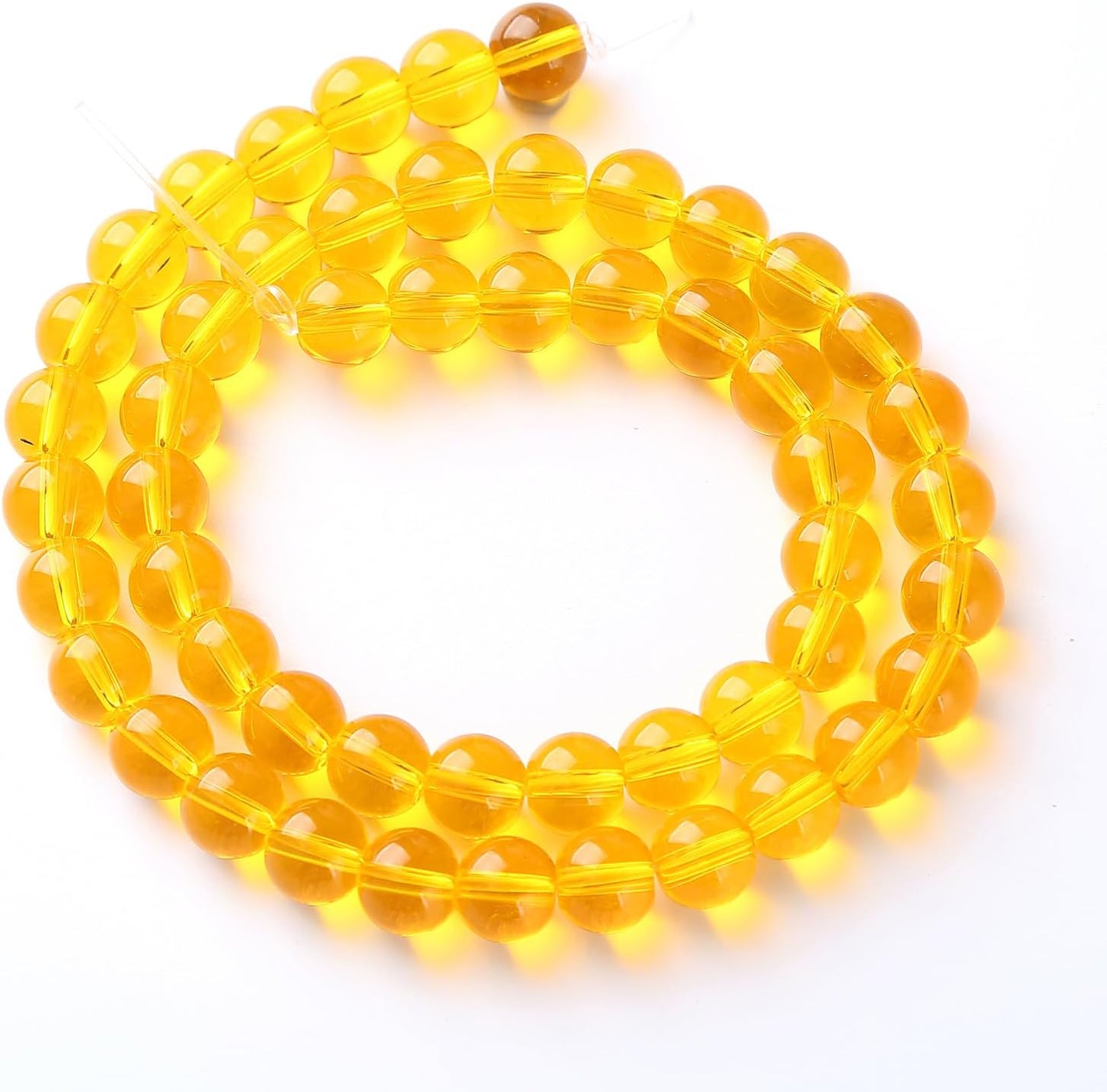 90pcs 4mm Smooth Yellow Crystal Glass Beads Citrine Round Loose Beads for Jewelry Making DIY Bracelet Necklace 15" Energy Healing Power Stone Beads