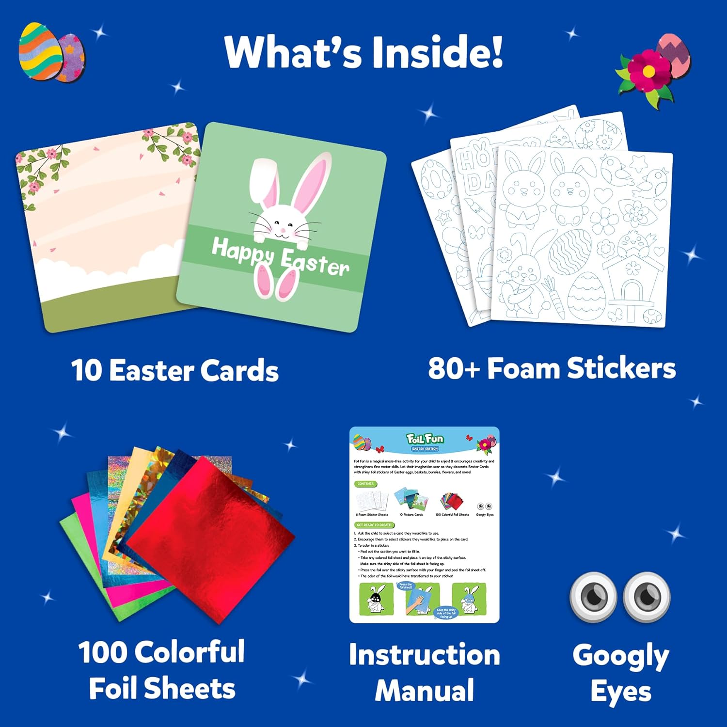 Skillmatics Foil Fun - Easter Cards, No Mess Art for Kids, Easter Basket Stuffers, Craft Kits, DIY Creative Party Activity, Gifts for Girls & Boys Ages 4, 5, 6, 7, 8, 9