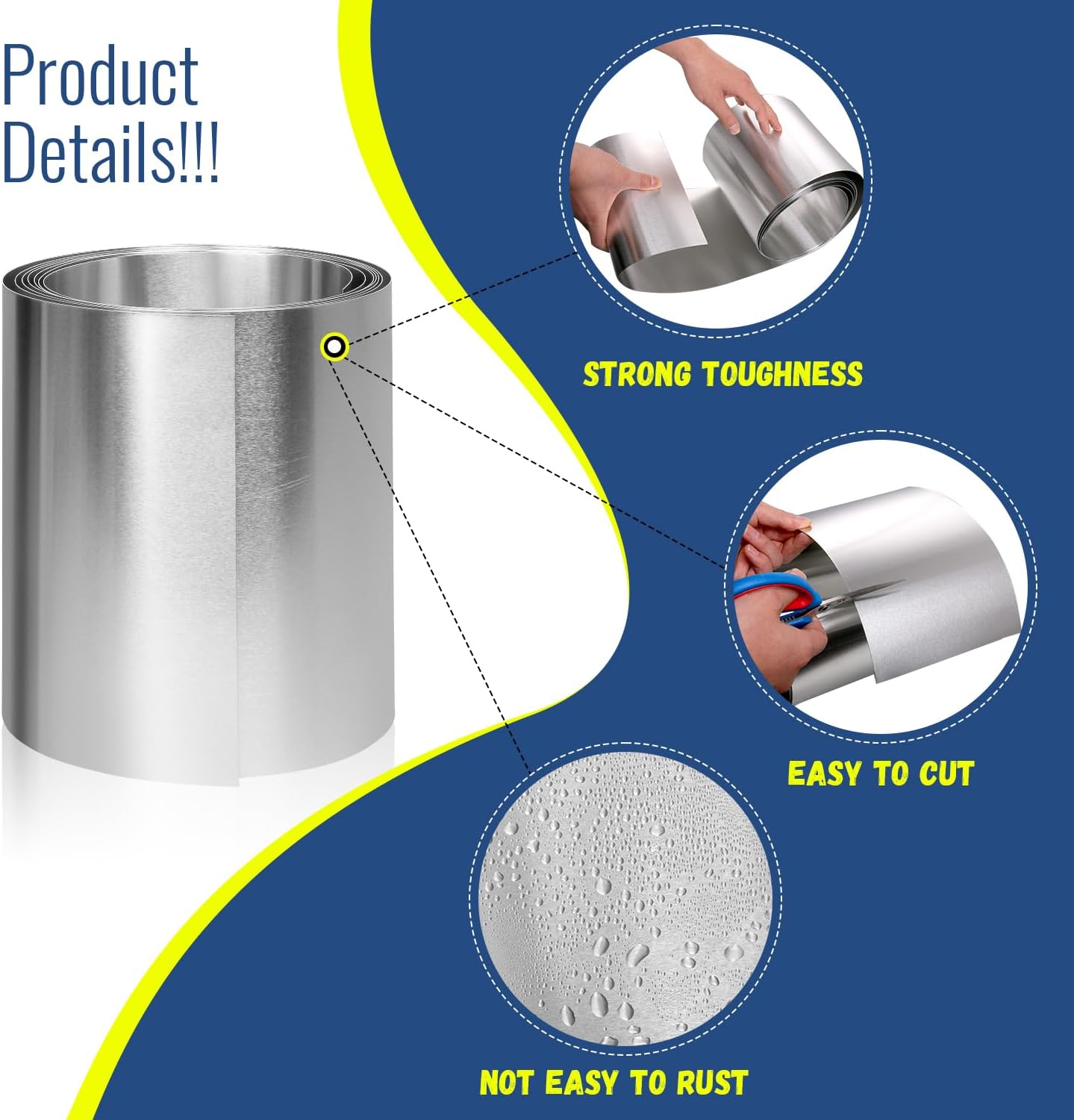 Aluminum Flashing Roll，Aluminum Sheet Roll 3500x200x0.5mm(LxWxT) Applicable to Various House Repair and DIY Projects