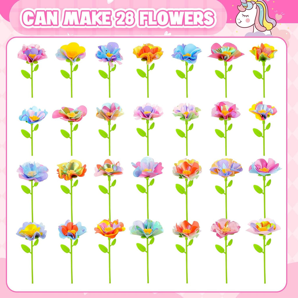 cosone DIY Fabric Flower Bouquets Toys Accessories - Flowers Market Toy Accessories - Arts & Crafts Toy Accessory Craft Kit for Girls Ages 3 4 5 6 7 8, Educational Preschool Arts & Crafts Toys