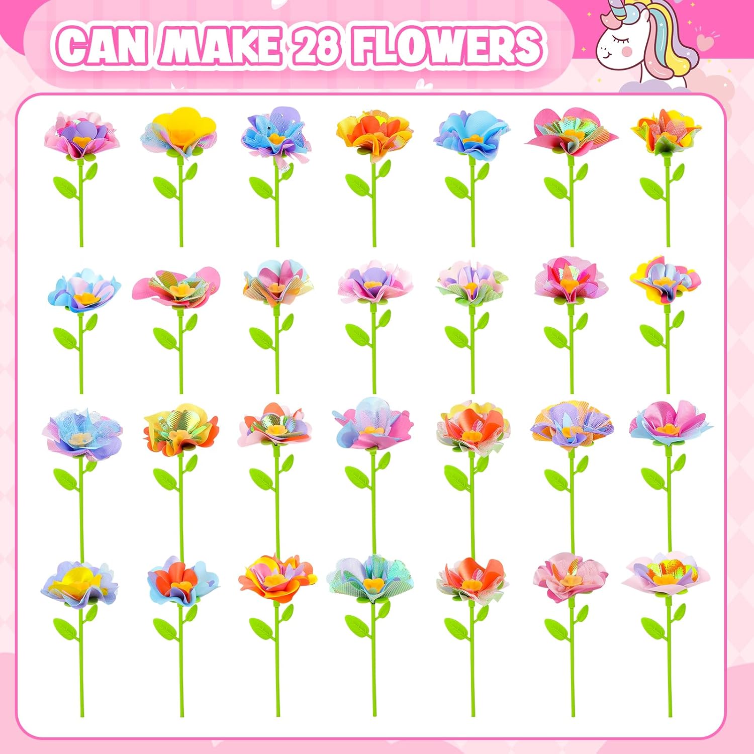 cosone DIY Fabric Flower Bouquets Toys Accessories - Flowers Market Toy Accessories - Arts & Crafts Toy Accessory Craft Kit for Girls Ages 3 4 5 6 7 8, Educational Preschool Arts & Crafts Toys