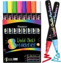 Chalk Markers, Vibrant Color Liquid Chalk Pens, for Chalkboard, Blackboard, Window, Glass, Mirror, Water-Based, Non-Toxic, 6mm Reversible Tip, 8 Pack