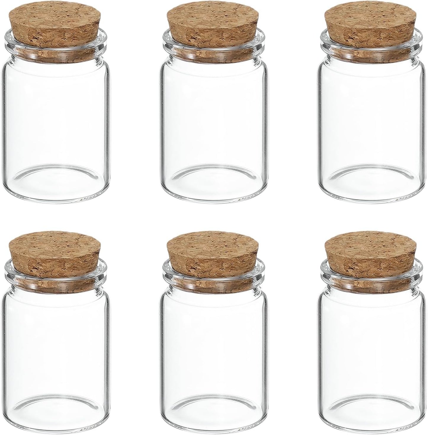 uxcell 6Pcs Mini Glass Bottles with Cork Stoppers, 30ml Small Clear Bottles Glass Empty Jars Vials for DIY Crafts Party Wedding Decor Favors