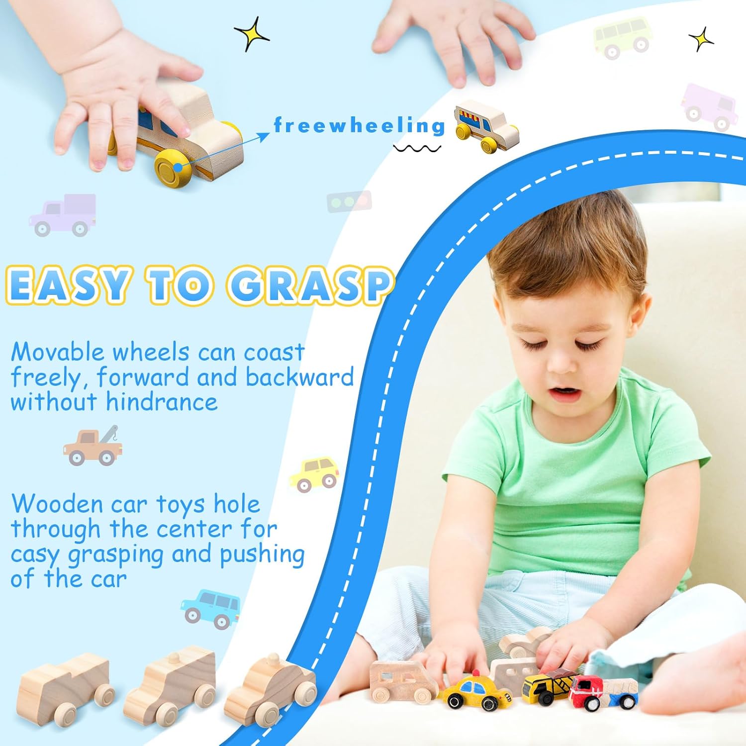 Leyndo 20 Pcs Small Wooden Cars to Paint for Kids Wooden Car Craft DIY Paintable Wood Cutouts Wood Car for Trucks Race Cars Bulk Crafts Painting Projects