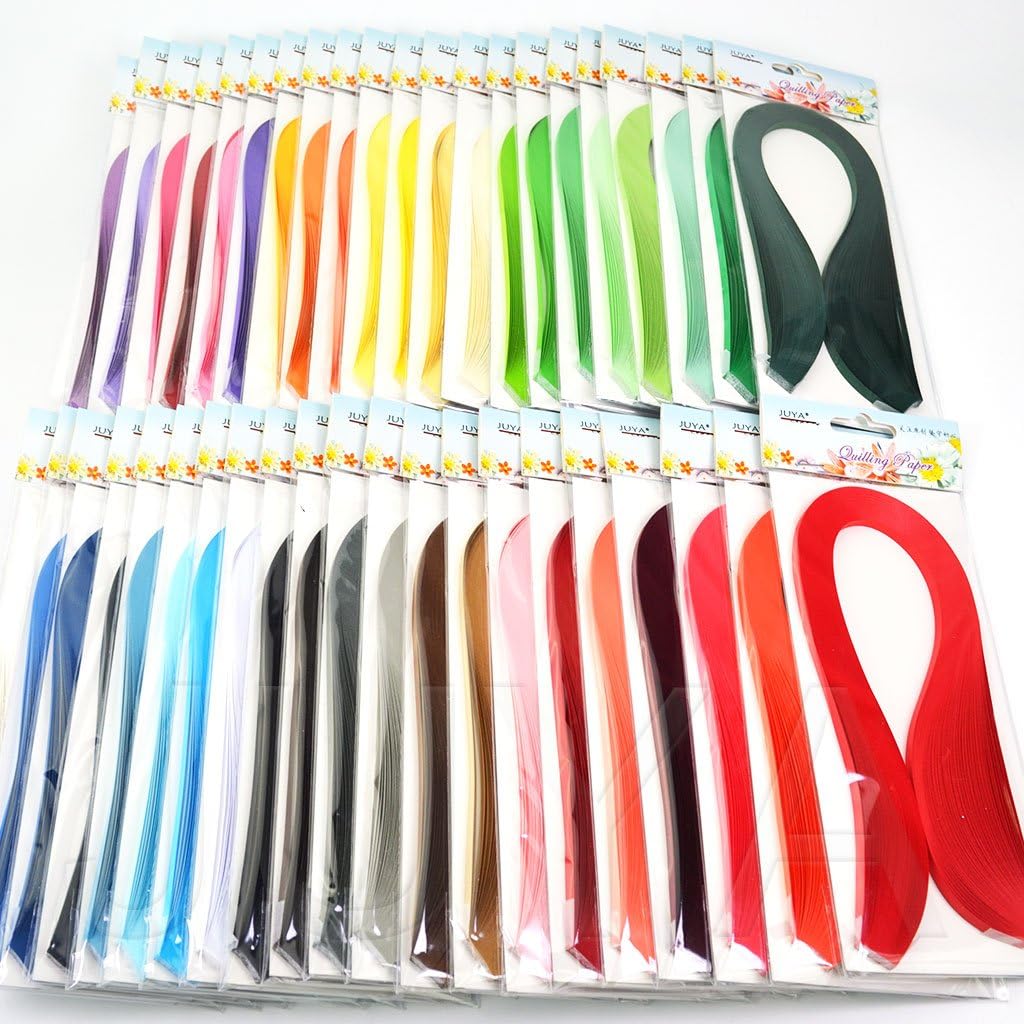 JUYA Single Color Paper Quilling Strips Set 42 Colors 100 Strips per Pack 2/3/5/7/10 mm Width Available 42 colors, width 5 mm (0.20 in)