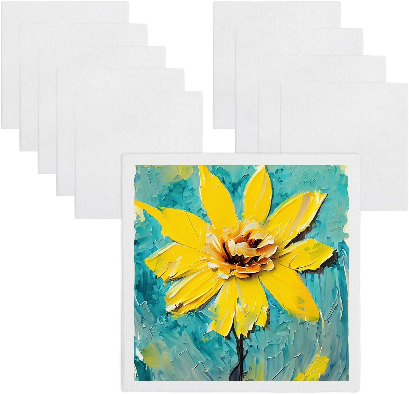 MECCANIXITY Canvas Boards for Painting, 4x4 Cotton Blank Primed Art Canvas Panels Acid-Free for Painting Supplies Oil Acrylic Tempera Watercolor Pouring Paint Artists(White, Pack of 10)
