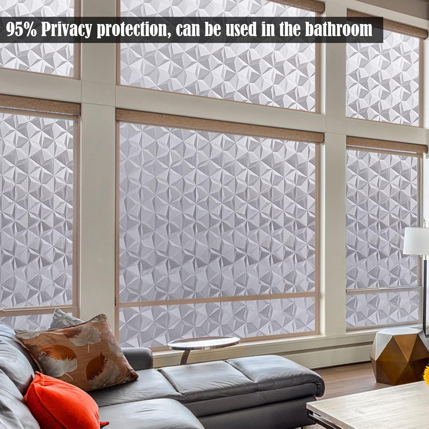 Niviy 3D No Glue Static Cling Window Films Privacy Cut Glass Window Sticker for Bathroom Office Kitchen Window Decor 35.4"x 78.7", Frosted