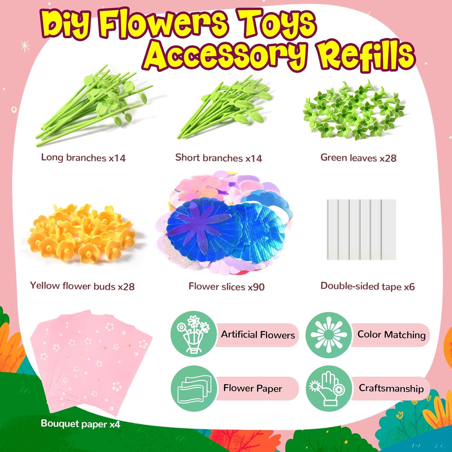 GPPNKC DIY Flower Bouquets Toys Accessories - Arts & Crafts Toy Accessories