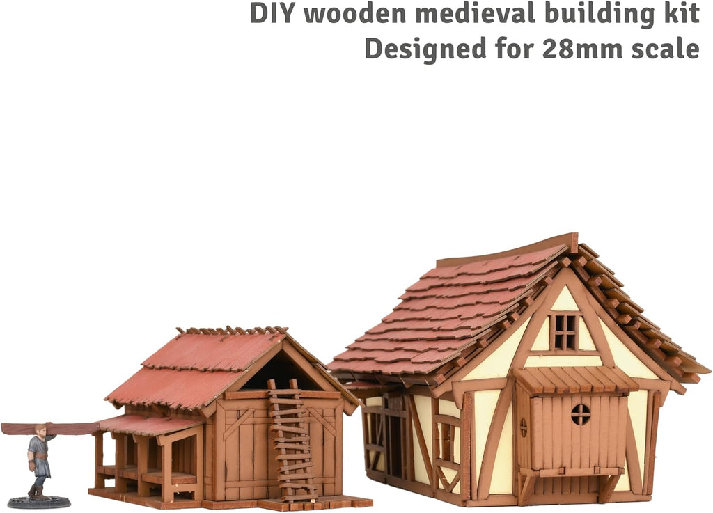 Cruck House and Cow shed - Medieval Wooden House Building Kit - DIY Building Puzzle Kit-Architecture & Engineering Assembly Set,Great Gift for People who Like Creative Play or RPG - Realistic