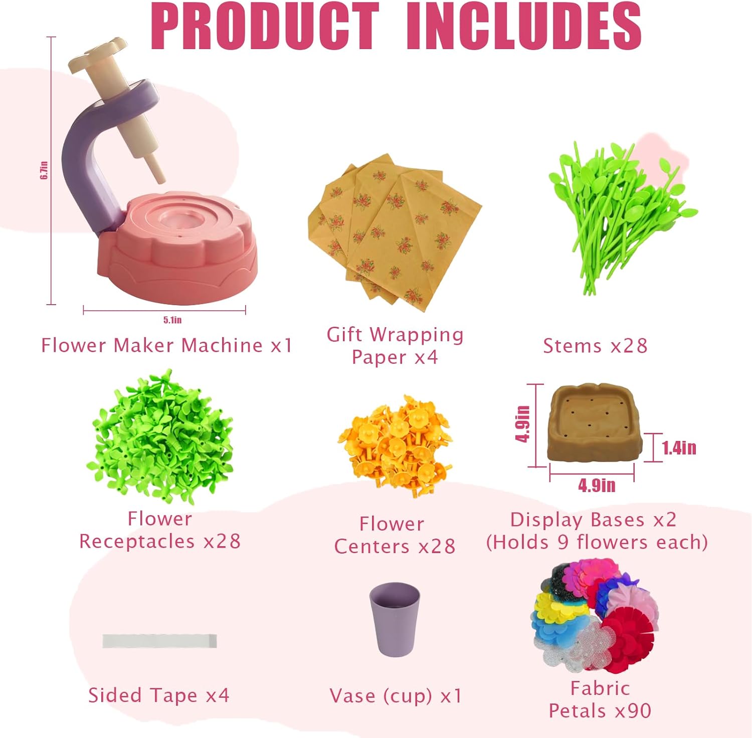 DIY Fabric Flower Bouquet Toy Set | Children's Handmade Materials Pack (Ages 3-9) | STEM Education Art Toy | Festival Creative Gift